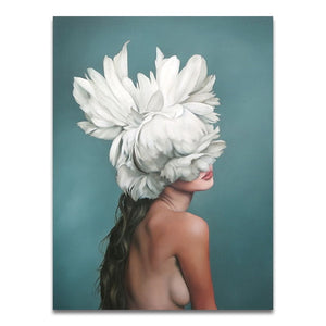 Nordic Modern Floral Feather wall art canvas painting Living Room Home Decor