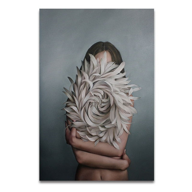 Nordic Modern Floral Feather wall art canvas painting Living Room Home Decor