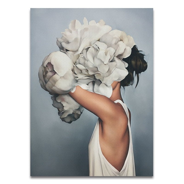 Nordic Modern Floral Feather wall art canvas painting Living Room Home Decor