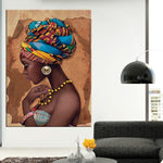 Load image into Gallery viewer, African woman wall art on canvas painting
