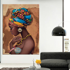 African woman wall art on canvas painting