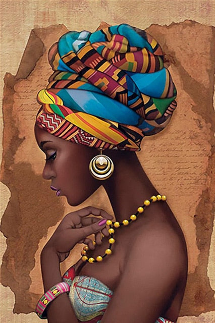 African woman wall art on canvas painting